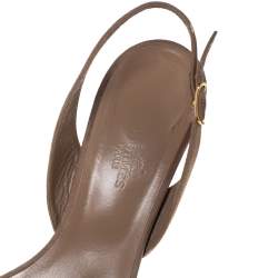 Pre Owned Hermes Rose Beige Suede Night Crystal Powder Slingback Sandals Size 38