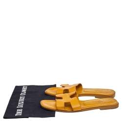 Hermes Yellow Leather Oran Flat Sandals Size 39
