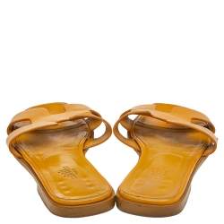 Hermes Yellow Leather Oran Flat Sandals Size 39