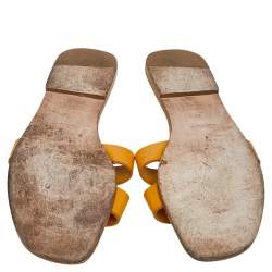 Hermes Yellow Leather Oran Flat Sandals Size 39