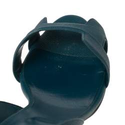 Pre Owned Hermes Teal Blue Leather Night Slingback Sandals Size 40
