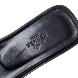 Hermes Black Crystal Suede Oran Flat Slides Size 37 