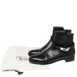 Hermes Black Leather Neo Ankle Boots Size 39 