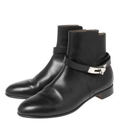 Hermes Black Leather Neo Ankle Boots Size 39 
