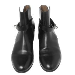 Hermes Black Leather Neo Ankle Boots Size 39 
