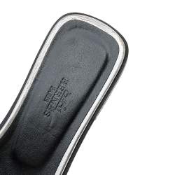 Pre Owned Hermes Silver Twisted Metal Thread Oran Flat Slides Size 36