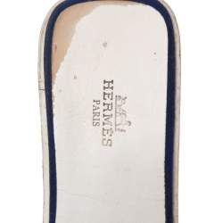 Pre Owned Hermes Blue Fabric Oran Flat Sandals 39