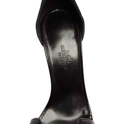 مملوكة مسبقًا Hermes Black Patent Leather Premiere Ankle-Strap Sandals Size 36.5