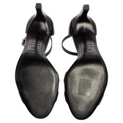 مملوكة مسبقًا Hermes Black Patent Leather Premiere Ankle-Strap Sandals Size 36.5