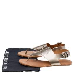Hermes Grey Logo Patent Leather Thong Sandals Size 37.5 