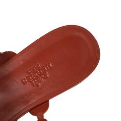 Pre Owned Hermes Tri Color Leather Chaine D'ancre Flat Slides Size 36