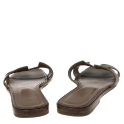 Hermes Olive Green Leather Oran Flat Sandals 40