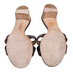 Hermes Black Leather Oasis Slide Sandals Size 40
