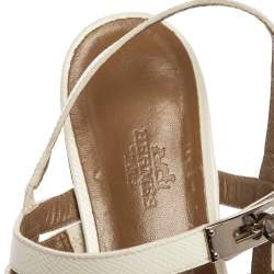 Hermes White Patent Leather Marine Strappy Flat Sandals Size 37