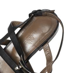 Pre Owned Hermes Black Leather Marine Strappy Flat Sandals Size 41