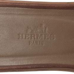 Hermes Brown Leather Oran Flat Sandals Size 38