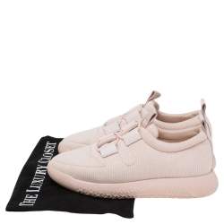 Hermes Light Pink Mesh and Leather Team Sneakers Size 36