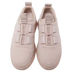 Hermes Light Pink Mesh and Leather Team Sneakers Size 36