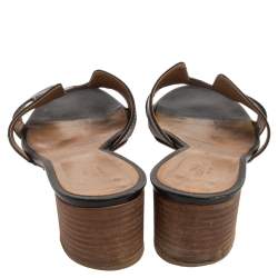 Pre Owned Hermes Black Leather Oasis Slide Sandals Size 38