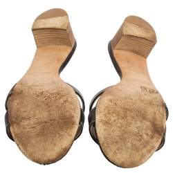 Pre Owned Hermes Black Leather Oasis Slide Sandals Size 38