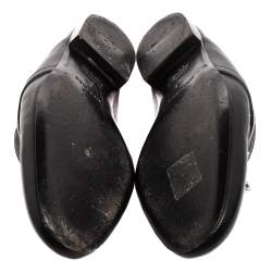 Pre Owned Hermes Black Leather Palladium Plated Oz Mule Sandals Size 38