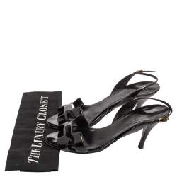 Pre Owned Hermes Black Patent Leather Night Sandals Size 38