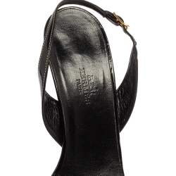 Pre Owned Hermes Black Patent Leather Night Sandals Size 38