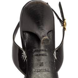 Pre Owned Hermes Black Patent Leather Night Sandals Size 38