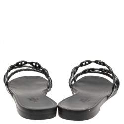 Hermes Black Rubber Chaine d'Ancre Rivage Slide Sandals Size 40