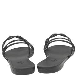 Pre Owned Hermes Black Rubber Chaine d'Ancre Rivage Slide Sandals Size 39