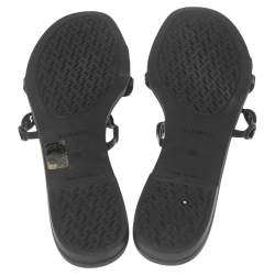 Pre Owned Hermes Black Rubber Chaine d'Ancre Rivage Slide Sandals Size 39