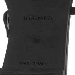 Pre Owned Hermes Black Rubber Chaine d'Ancre Rivage Slide Sandals Size 39