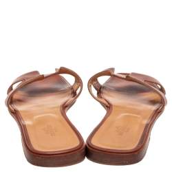 Pre Owned Hermes Brown Leather Oran  Sandals Size 40.5