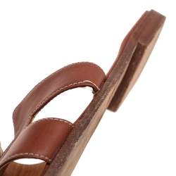 Pre Owned Hermes Brown Leather Oran  Sandals Size 40.5