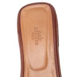 Pre Owned Hermes Brown Leather Oran  Sandals Size 40.5