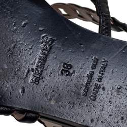 Hermes Black Leather Chain D'ancre  Flat Sandals Size 38