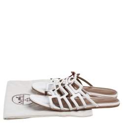 Hermès Leather Olympe Flat Slides Size 38.5