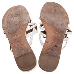 Hermès Leather Olympe Flat Slides Size 38.5