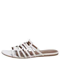 Hermès Leather Olympe Flat Slides Size 38.5