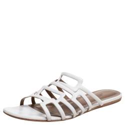 Hermès Leather Olympe Flat Slides Size 38.5