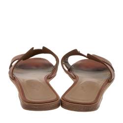 Hermes Brown Leather Oran Flat Sandals Size 38