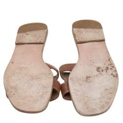 Hermes Brown Leather Oran Flat Sandals Size 38