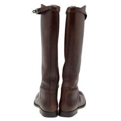 Hermes Brown Leather Kelly Knee Length Boots Size 38