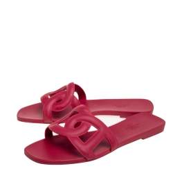 Hermès Pink Rubber Aloha Flat Sandals Size 37