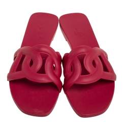 Hermès Pink Rubber Aloha Flat Sandals Size 37
