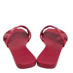 Hermès Pink Rubber Aloha Flat Sandals Size 37