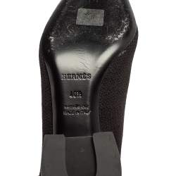 Hermes Black Knit Fabric Volver Boots Size 40.5