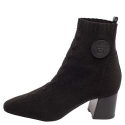 Hermes Black Knit Fabric Volver Boots Size 40.5 Hermes | TLC