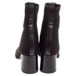 Hermes Black Knit Fabric Volver Boots Size 40.5