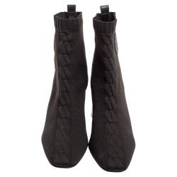 Hermes Black Knit Fabric Volver Boots Size 40.5